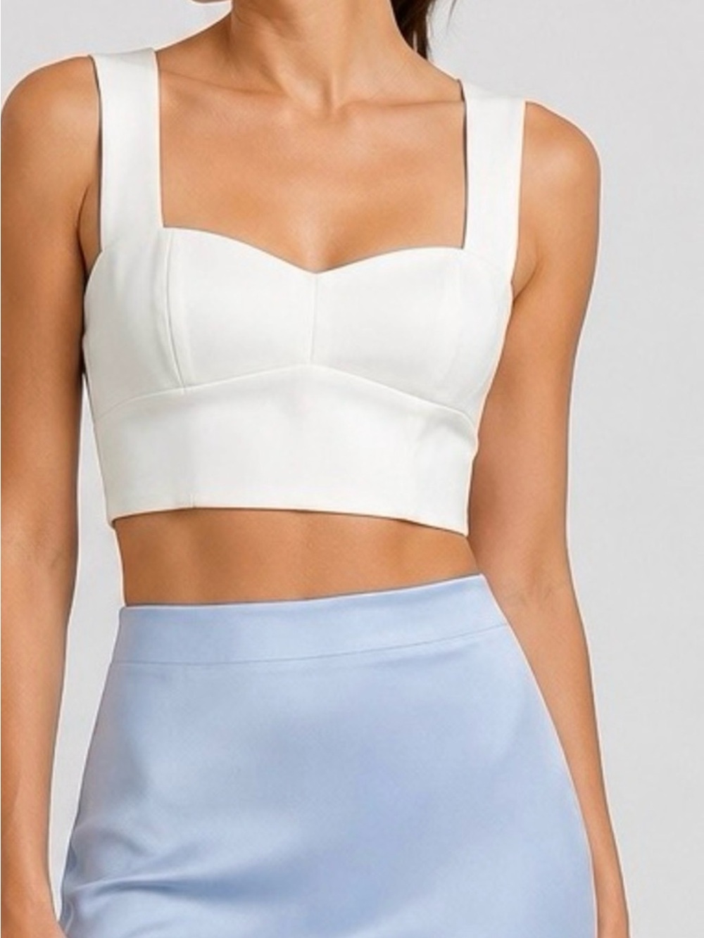 TIBI | Corset Style Cropped Top with Exposed Zipper in Ivory, Size 4